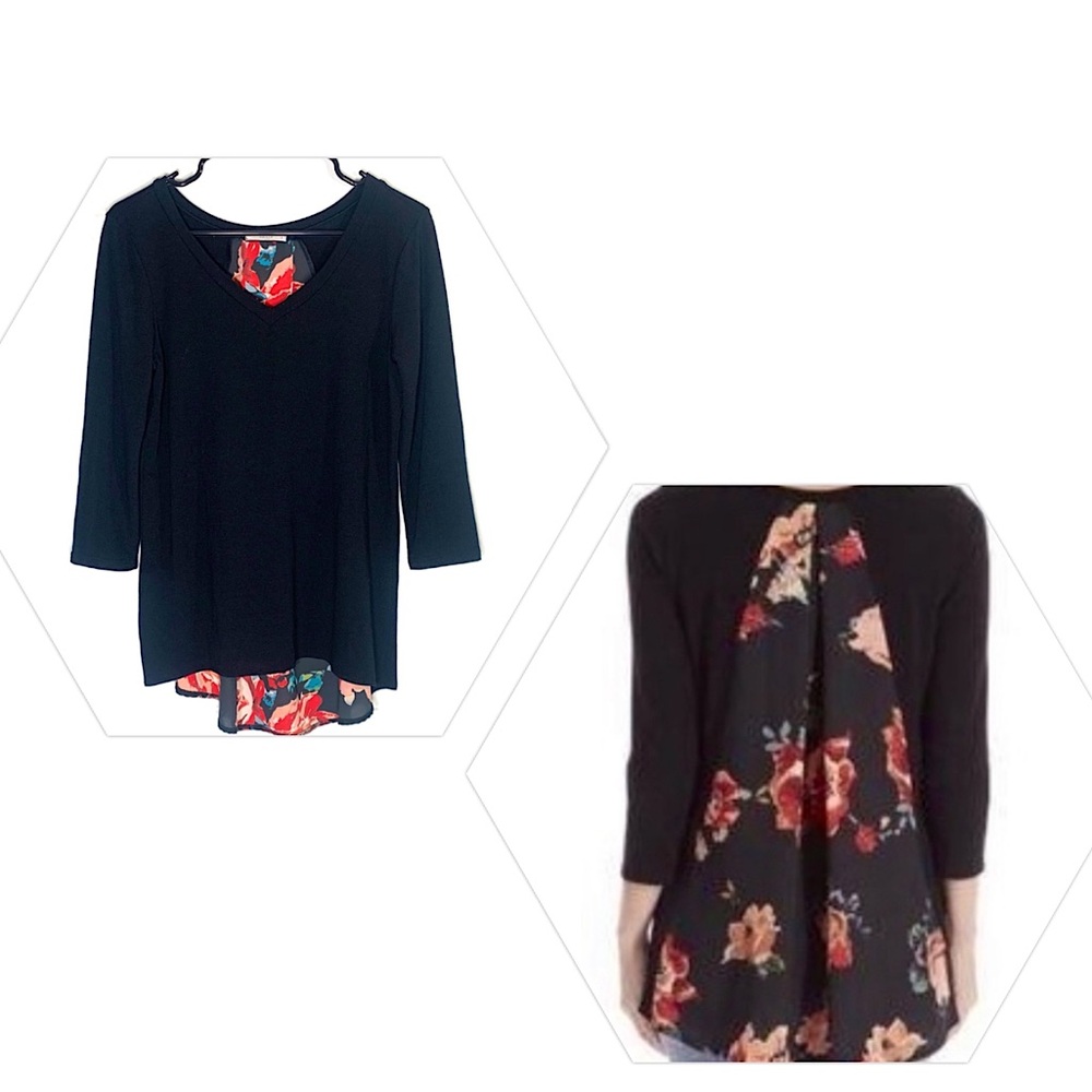 Le Lis Alante V Neck Knit High Low Top Sz M